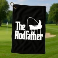 The Rod Father Funny Fishing Dad Golf Towel thumb 1