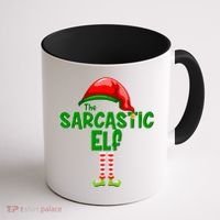 The Sarcastic Elf Matching Christmas Coffee Mug thumb 1