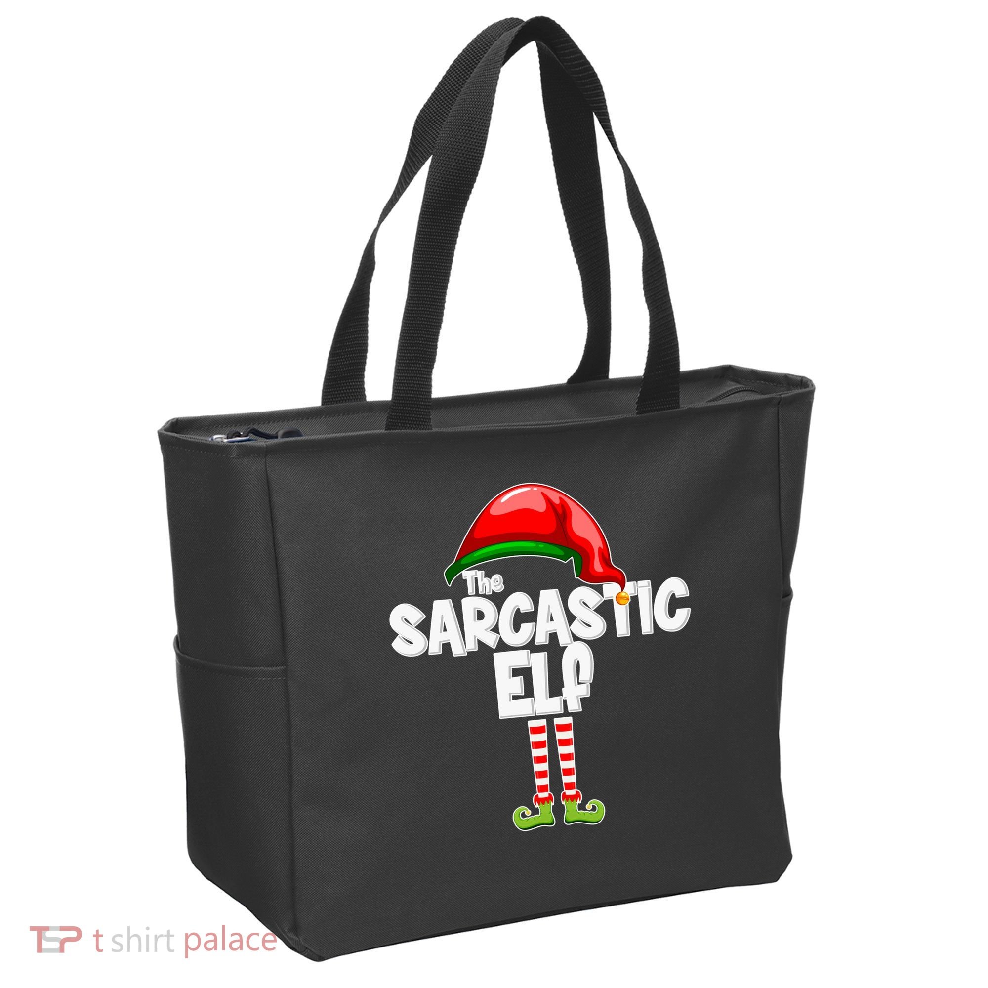 The Sarcastic Elf Matching Christmas Tote Bag
