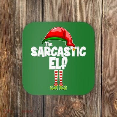 The Sarcastic Elf Matching Christmas Coaster