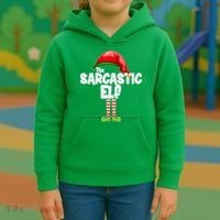 The Sarcastic Elf Matching Christmas Kids Hoodie thumb 3