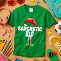 The Sarcastic Elf Matching Christmas Kids T-Shirt thumb 3