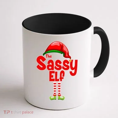 The Sassy Elf Christmas Coffee Mug back