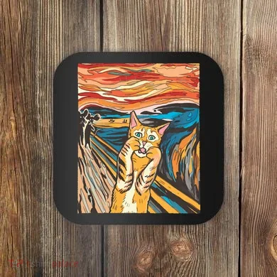 The Scream Parody Cat Coaster