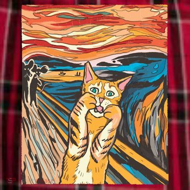 The Scream Parody Cat Women's Flannel Plaid Pajama Pants