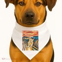 The Scream Parody Cat USA-Made Doggie Bandana thumb 1