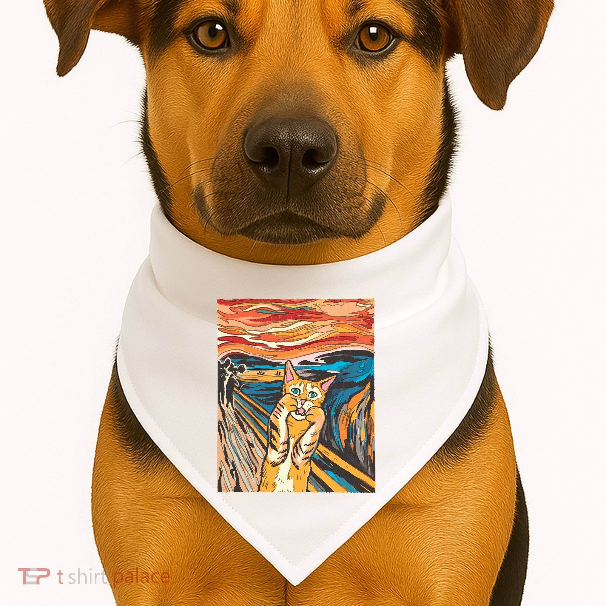 The Scream Parody Cat USA-Made Doggie Bandana