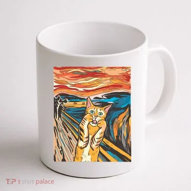 The Scream Parody Cat Coffee Mug back