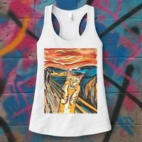 The Scream Parody Cat Women's Tank Top thumb 3