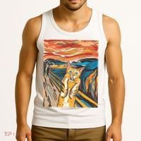 The Scream Parody Cat Tank Top thumb 3