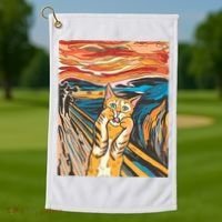 The Scream Parody Cat Golf Towel thumb 1