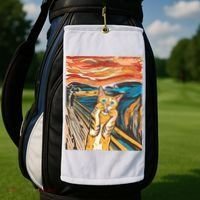 The Scream Parody Cat Golf Towel thumb 2