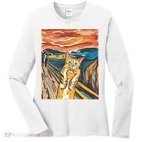 The Scream Parody Cat Women's Long Sleeve Shirt thumb 0