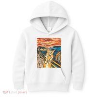 The Scream Parody Cat Kids Hoodie thumb 0