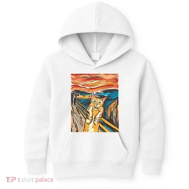 The Scream Parody Cat Kids Hoodie