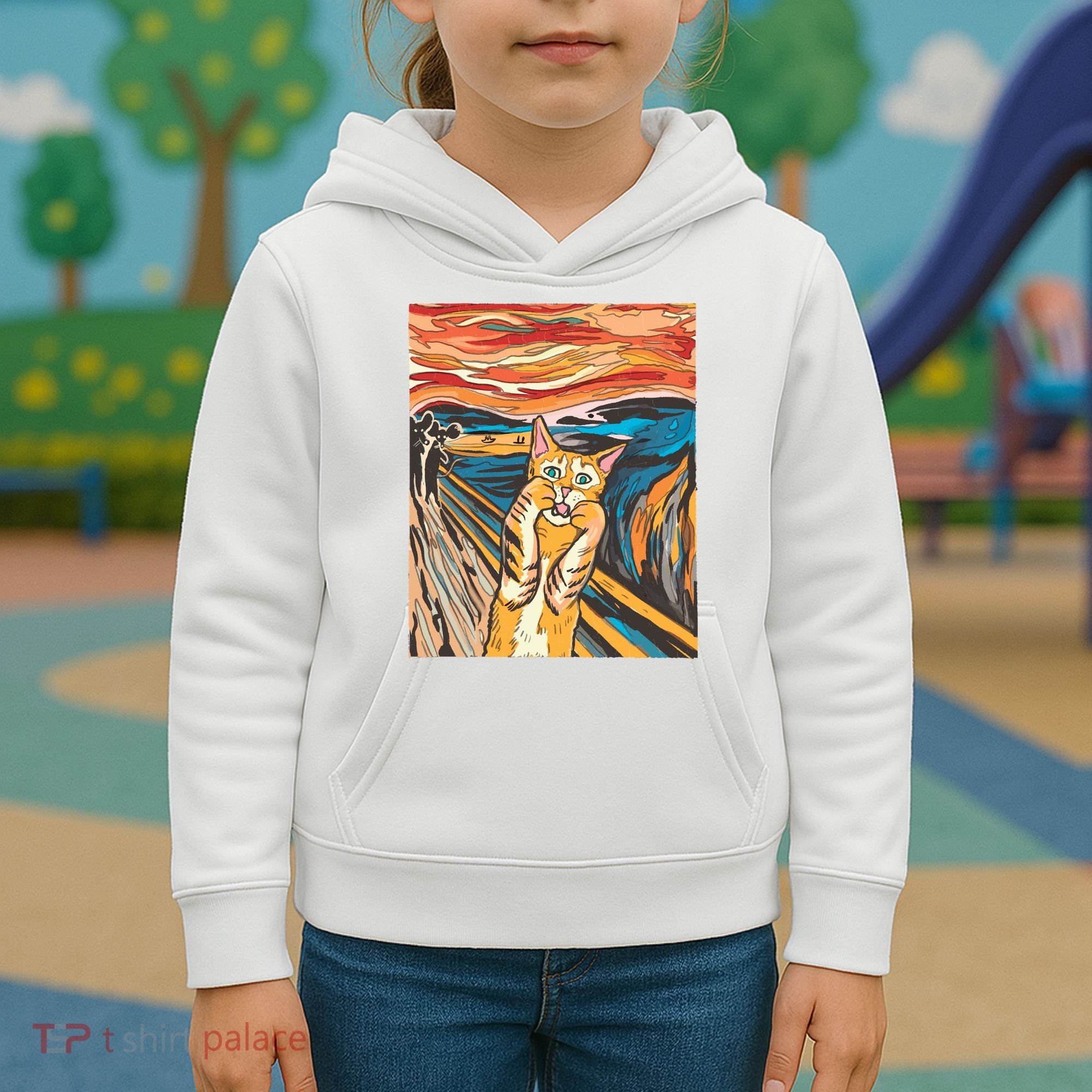 The Scream Parody Cat Kids Hoodie