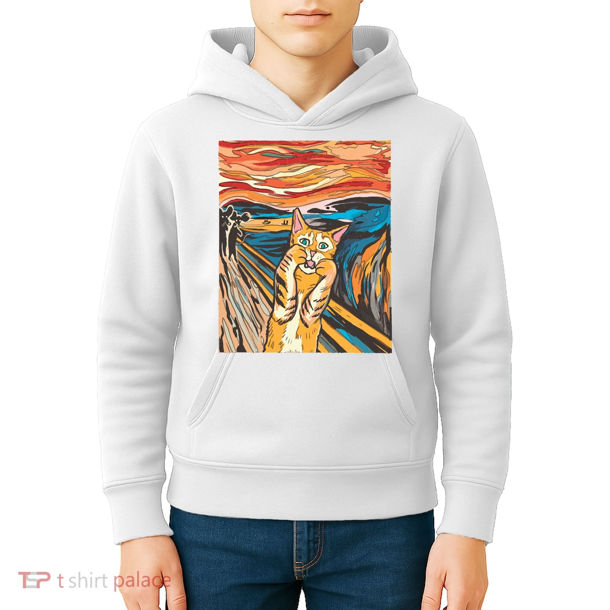 The Scream Parody Cat Kids Hoodie