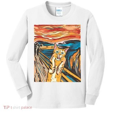 The Scream Parody Cat Kids Long Sleeve Shirt