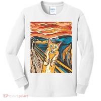 The Scream Parody Cat Kids Long Sleeve Shirt thumb 0