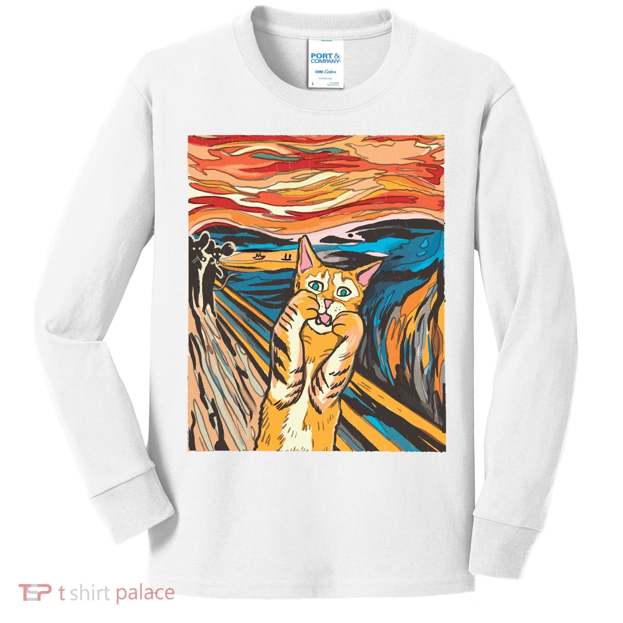 The Scream Parody Cat Kids Long Sleeve Shirt