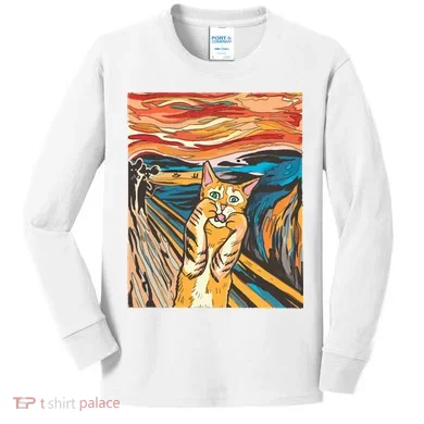 The Scream Parody Cat Kids Long Sleeve Shirt