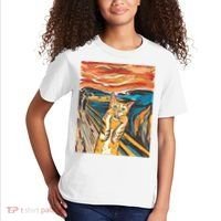 The Scream Parody Cat Kids T-Shirt thumb 2