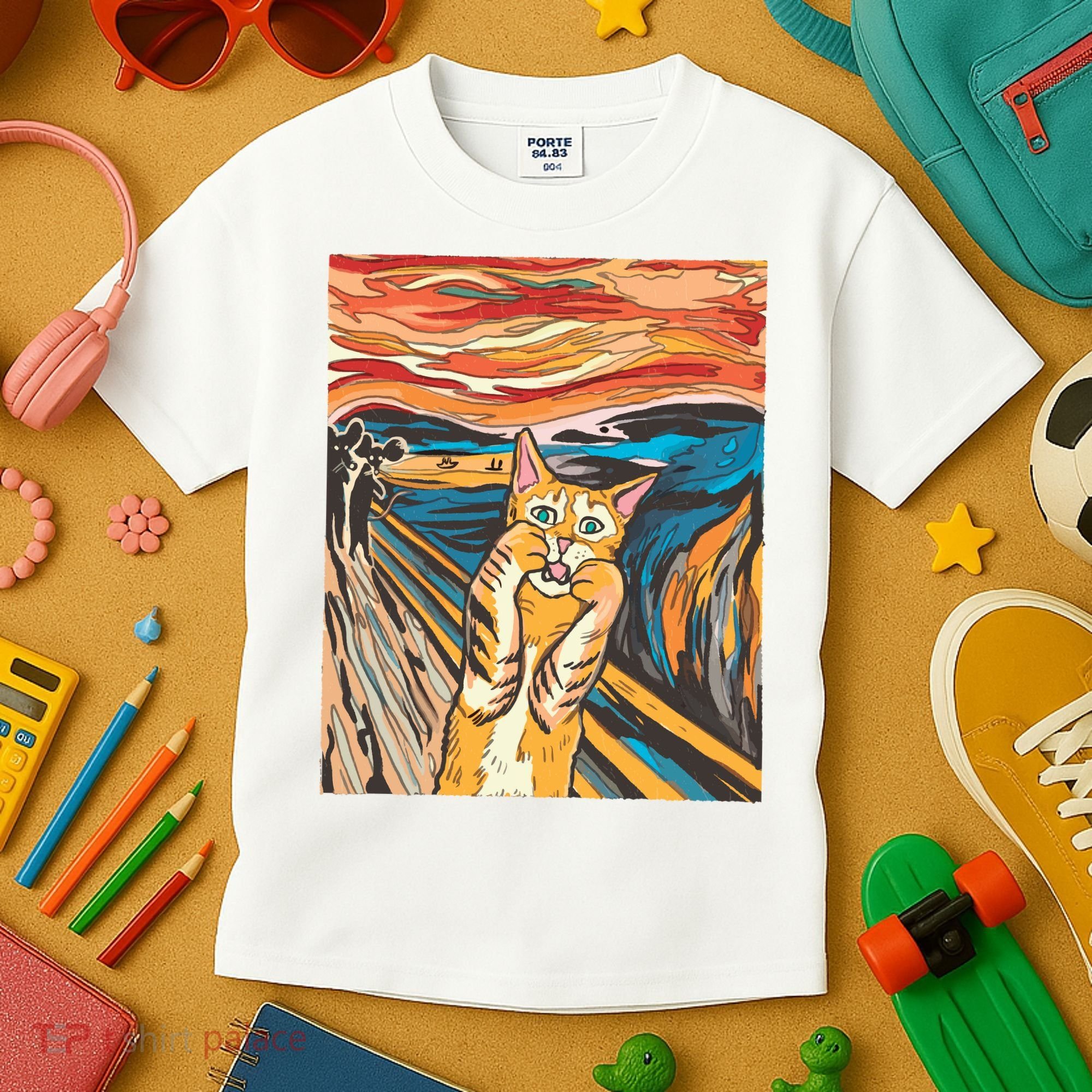 The Scream Parody Cat Kids T-Shirt