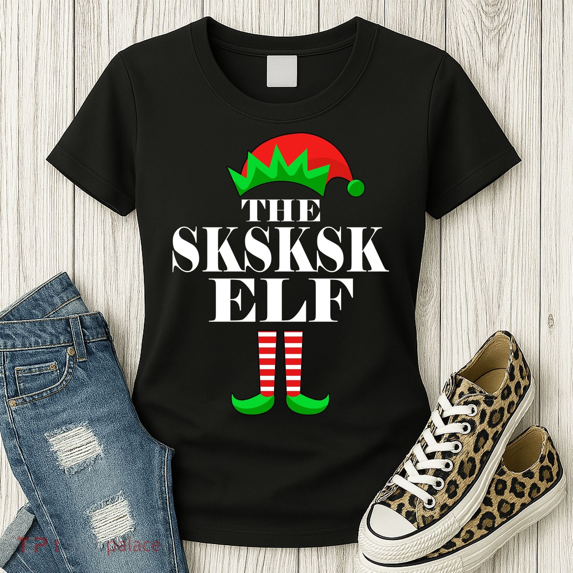 The SKSKSK Elf Funny Christmas Matching Women's T-Shirt