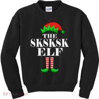 The SKSKSK Elf Funny Christmas Matching Kids Sweatshirt thumb 0