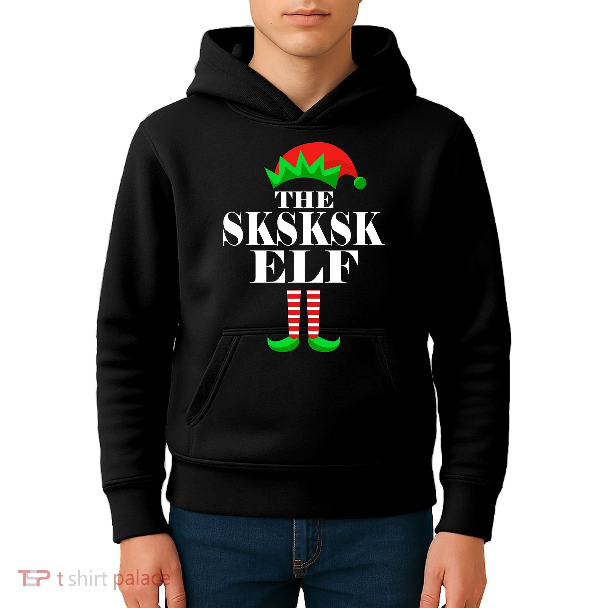 The SKSKSK Elf Funny Christmas Matching Kids Hoodie