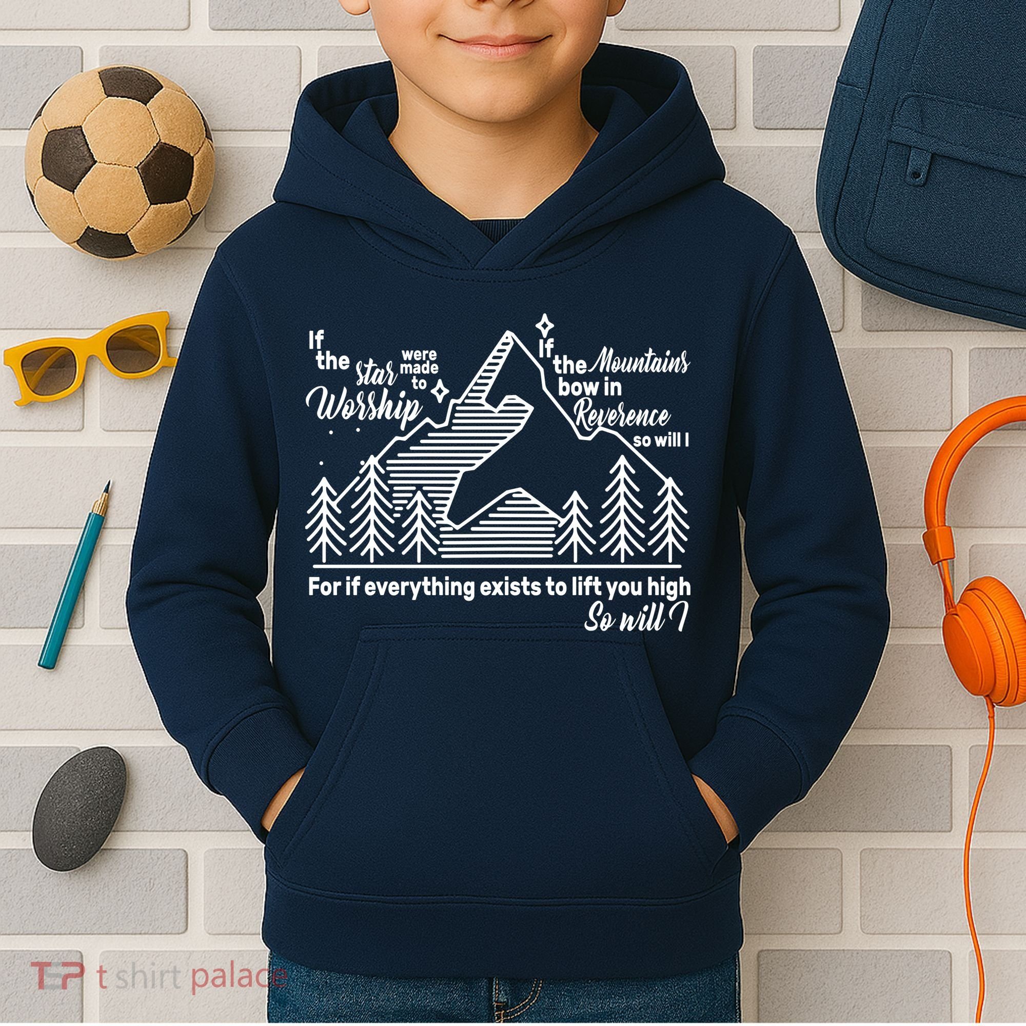 The Stars And Mountains Worship Him Kids Hoodie