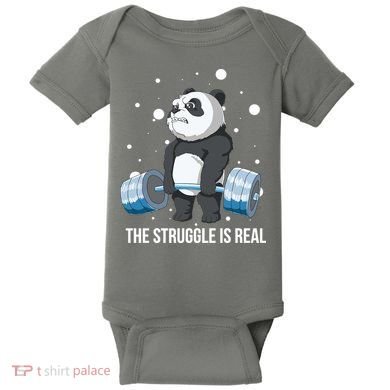 The Struggle Is Real Panda Baby Bodysuit