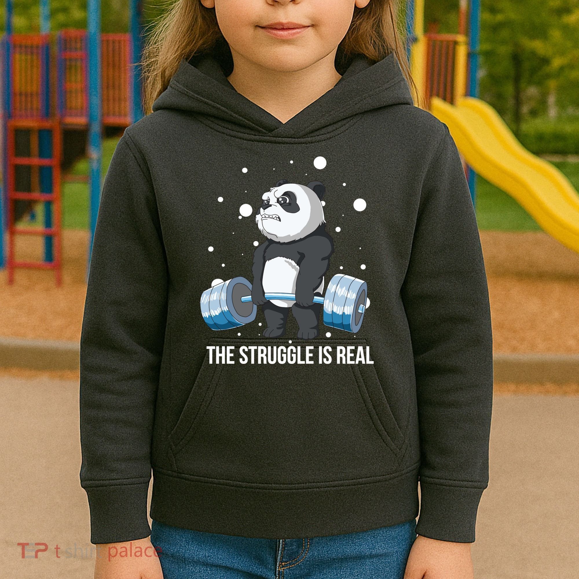 The Struggle Is Real Panda Kids Hoodie