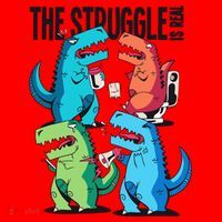 The Struggle Is Real T-Rex Problems Santa Hat thumb 1