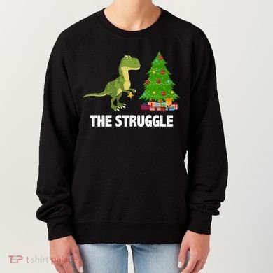 The Struggle T-rex Christmas Tree Women's Sweatshirt
