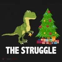 The Struggle T-rex Christmas Tree Doggie Tank thumb 4