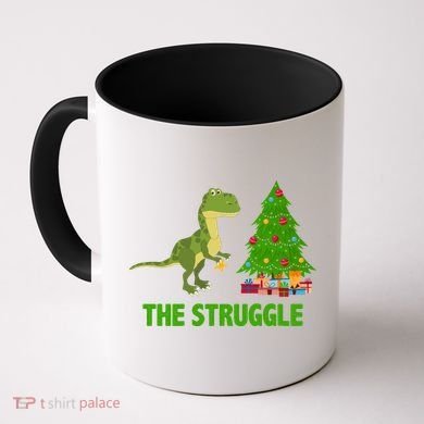 The Struggle T-rex Christmas Tree Coffee Mug