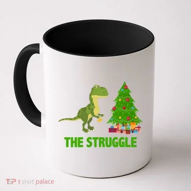 The Struggle T-rex Christmas Tree Coffee Mug