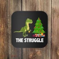 The Struggle T-rex Christmas Tree Coaster thumb 0