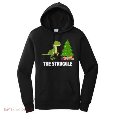 The Struggle T-rex Christmas Tree Women's Hoodie