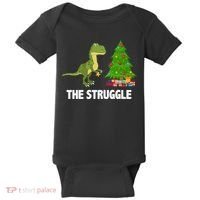 The Struggle T-rex Christmas Tree Baby Bodysuit thumb 0
