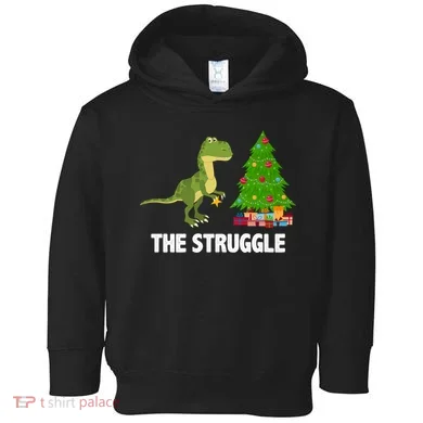 The Struggle T-rex Christmas Tree Toddler Hoodie