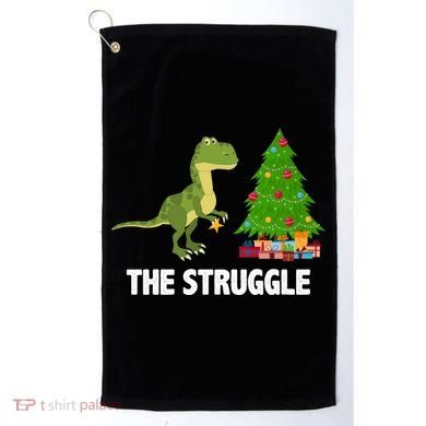 The Struggle T-rex Christmas Tree Golf Towel