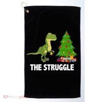 The Struggle T-rex Christmas Tree Golf Towel thumb 0