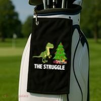 The Struggle T-rex Christmas Tree Golf Towel thumb 2