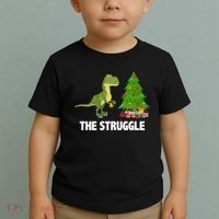 The Struggle T-rex Christmas Tree Toddler T-Shirt thumb 2
