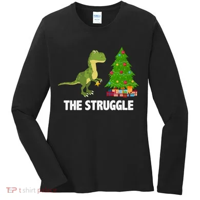 The Struggle T-rex Christmas Tree Women's Long Sleeve Shirt