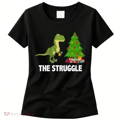The Struggle T-rex Christmas Tree Women's T-Shirt