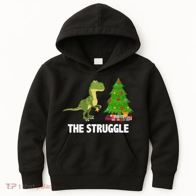 The Struggle T-rex Christmas Tree Kids Hoodie