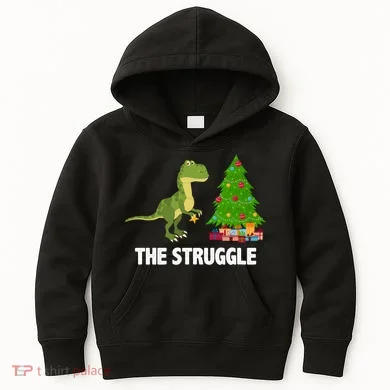 The Struggle T-rex Christmas Tree Kids Hoodie